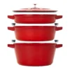 Staub Stackable Cocotte, Braiser, And Grill Pan With Lid | Cherry -Le Creuset sales 14552606 05 1