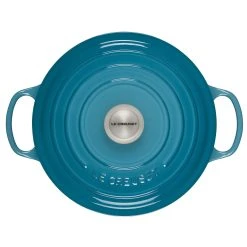 Le Creuset 5.5 Qt. Round Signature Cast Iron Dutch Oven With Stainless Steel Knob | Caribbean Blue -Le Creuset sales 2617ss c