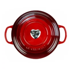 Le Creuset 3.5 Qt. Round Signature Dutch Oven With Stainless Steel Heart Knob | Cerise/Cherry Red -Le Creuset sales overhead