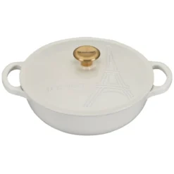 Le Creuset 2.5Qt Signature Cocotte Eiffel Tower Collection | White