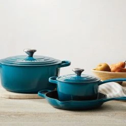 Le Creuset 5.5 Qt. Round Signature Cast Iron Dutch Oven With Stainless Steel Knob | Deep Teal -Le Creuset sales rs12758 200716 deepteal5piece ret