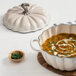 Le Creuset 4 Qt. Pumpkin Cocotte | Meringue -Le Creuset sales rs17488 cajun pumpkin soup 1