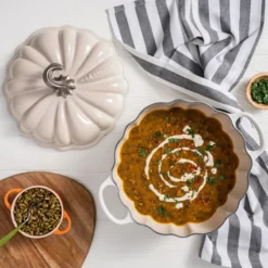 Le Creuset 4 Qt. Pumpkin Cocotte | Meringue -Le Creuset sales rs17489 cajun pumpkin soup 2